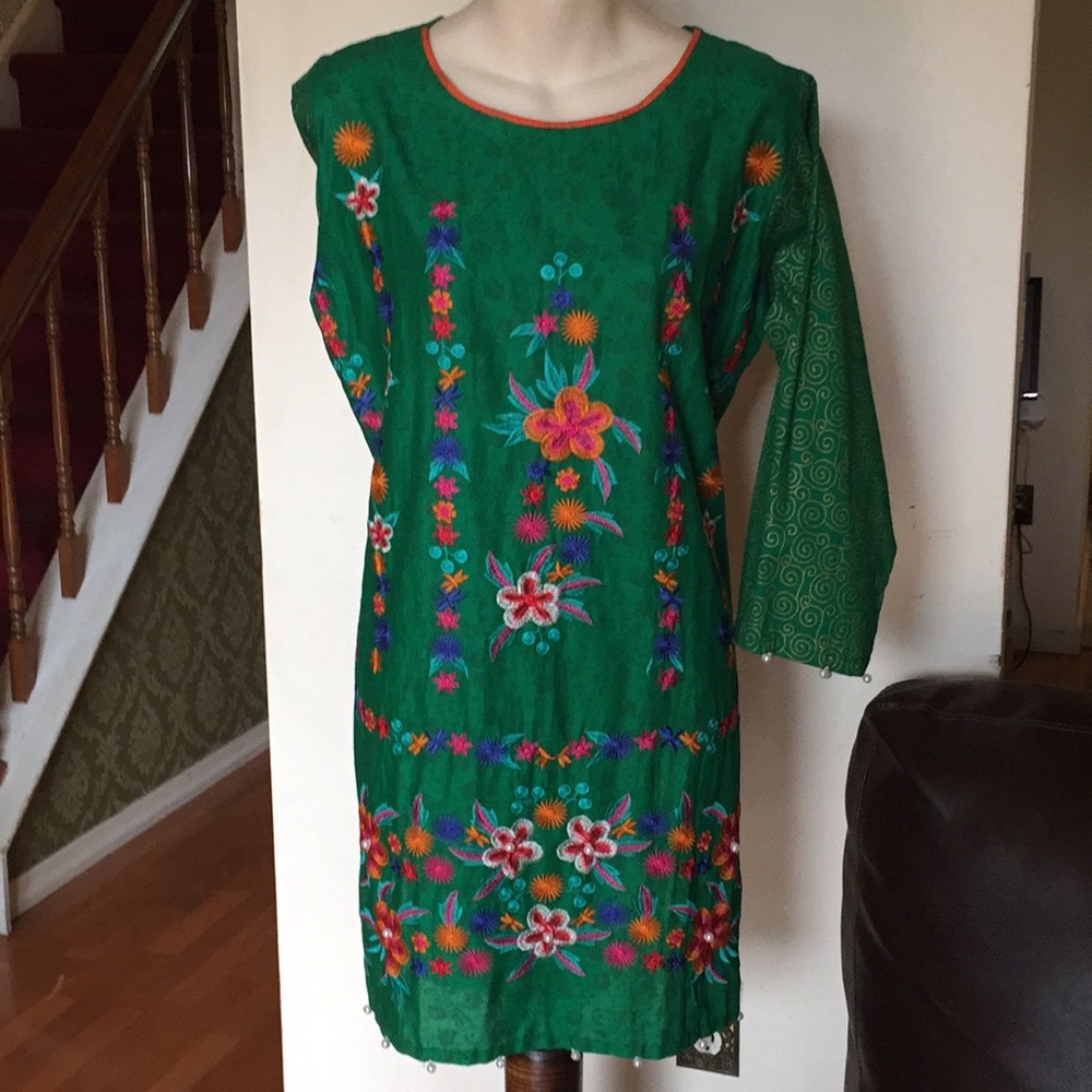 Green pure cotton tunic